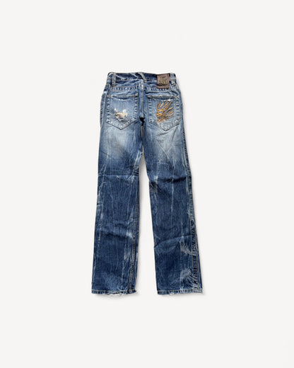 JAPANESE EMBROIDERED DENIM W29 L32 #JAP3