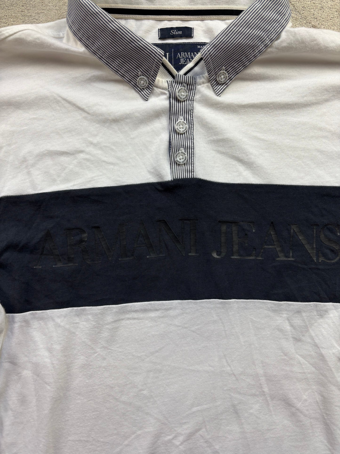 ARMANI WHITE LONGSL. POLO SHIRT (L)