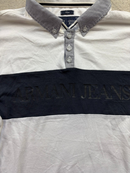 ARMANI WHITE LONGSL. POLO SHIRT (L)