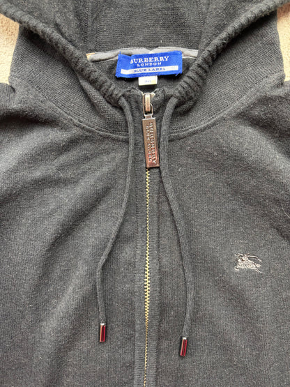 BURBERRY BLACK ZIP UP HOODIE (S)