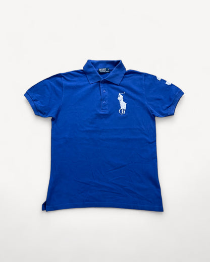 RALPH LAUREN POLO SHIRT BLUE/WHITE (M)