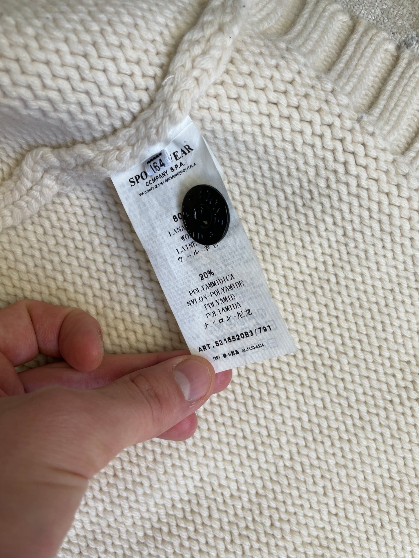 STONE ISLAND WHITE ZIP UP KNIT (S)