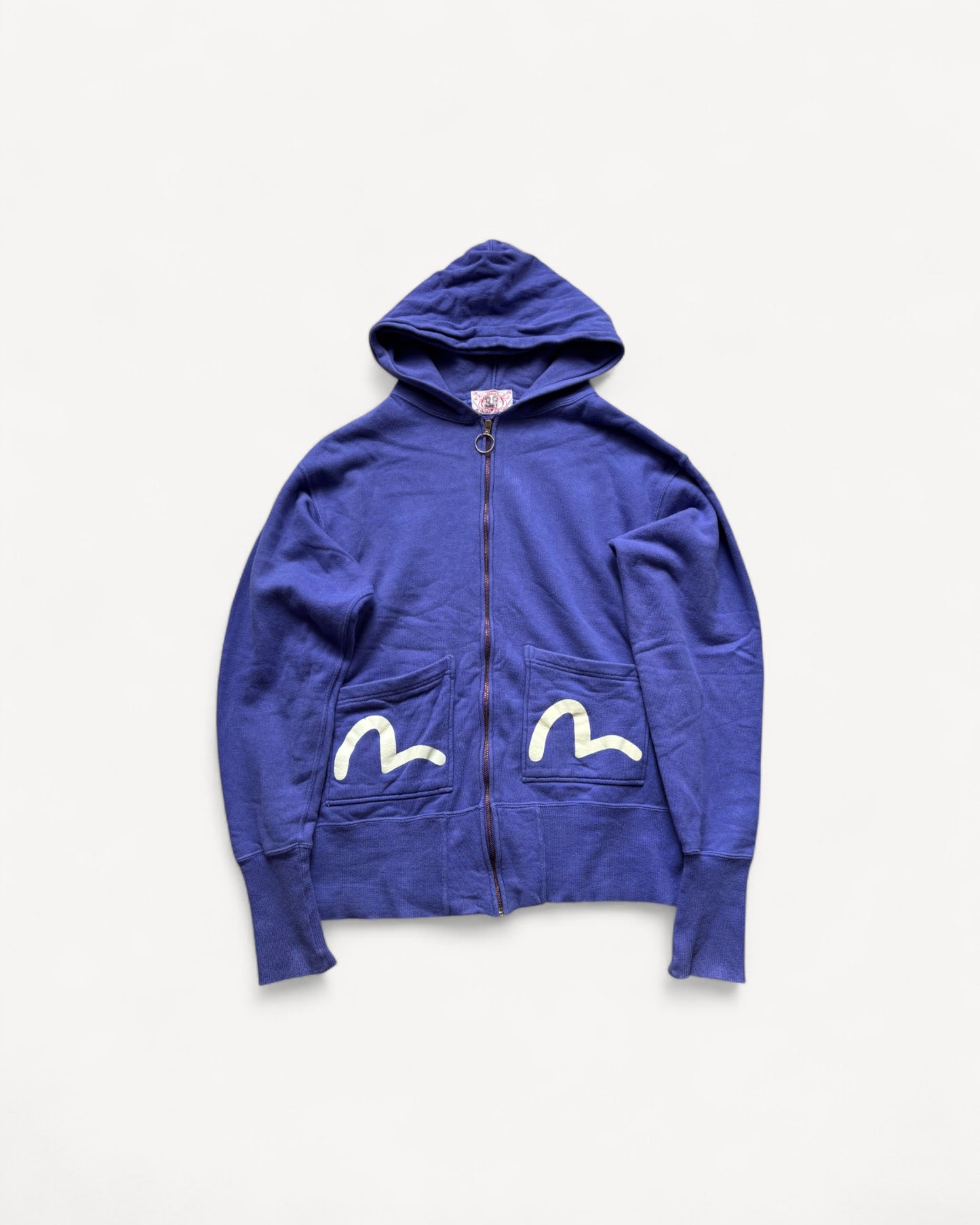 EVISU BLUE ZIP UP HOODIE (M)