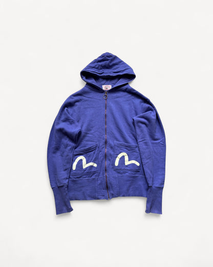 EVISU BLUE ZIP UP HOODIE (M)