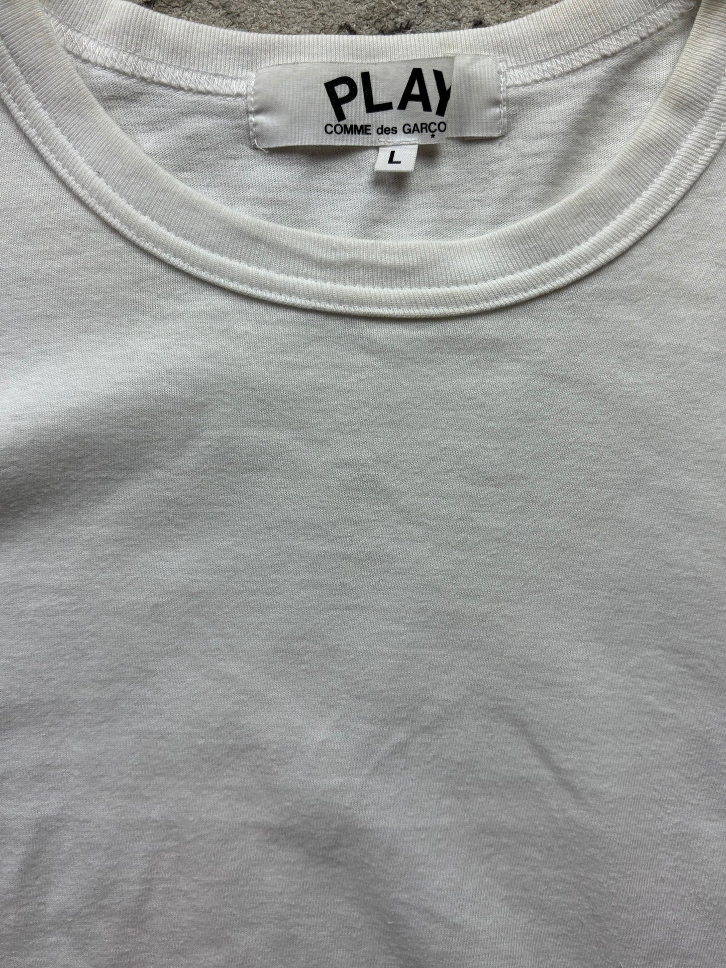 CDG PLAY WHITE LONGSLEEVE (S)