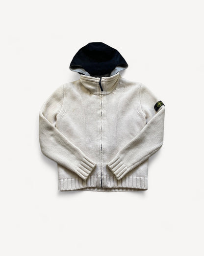 STONE ISLAND WHITE ZIP UP KNIT (S)